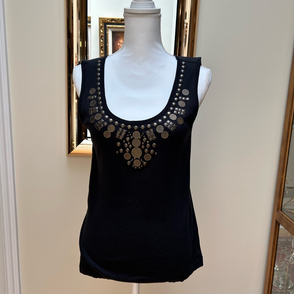 Michael Kors Black Tank Top with Brassy Embellishments